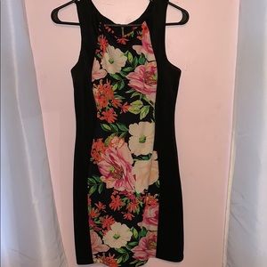 Black dress with floral pattern